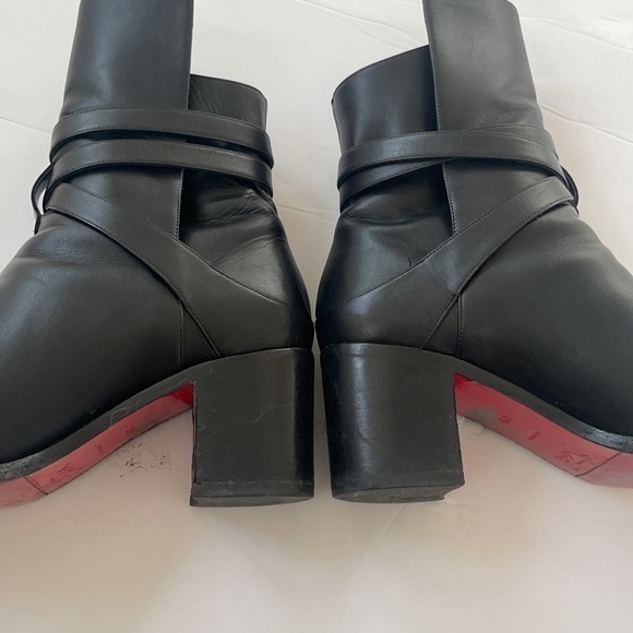 Christian Louboutin Black Ankle Boots with Red Soles - Picture 8 of 12
